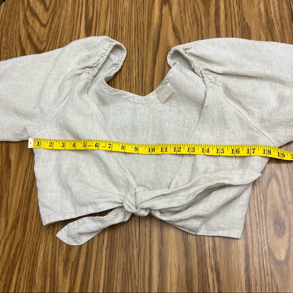 NEW Posse Mia Top in Natural, Knot-detailed Linen Cropped Top - Picture 8 of 10
